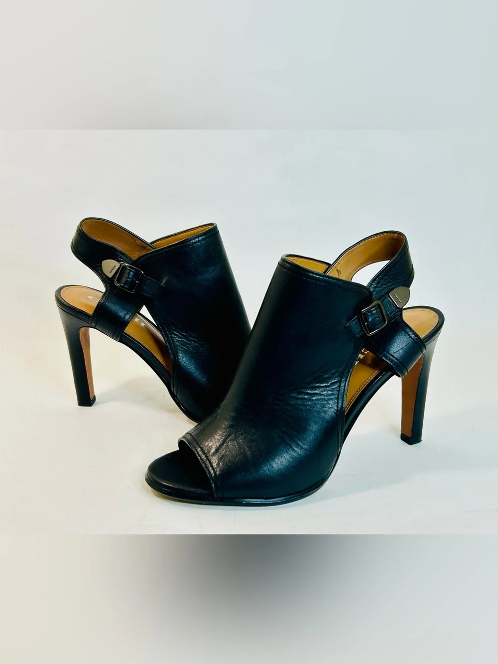 Coach Black Leather High Heel Sandal “Iona” size 10